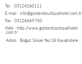 Golden Boutique Hotel iletiim bilgileri